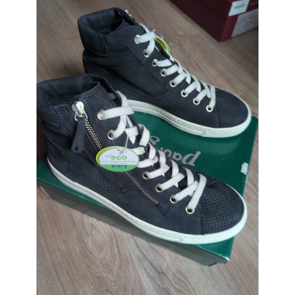 Paul Green Mac High Top Navy Suede Sneakers Womens 7 Lightweight Comfort